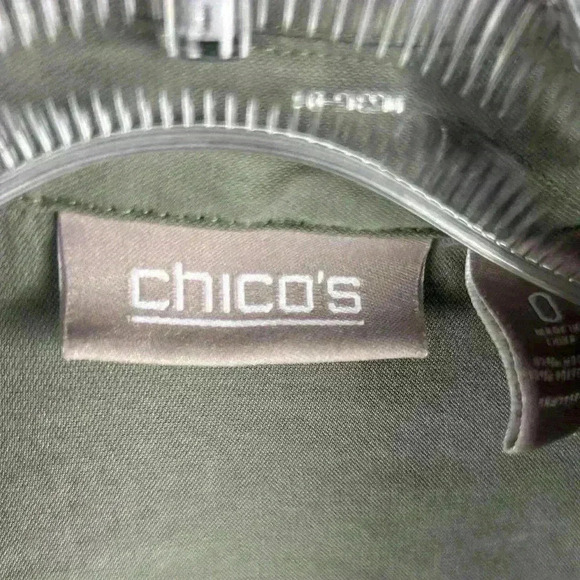 Chico’s Women's Army Green Mid-Length Lightweight Shacket Blazer Jacket Small - Picture 2 of 4